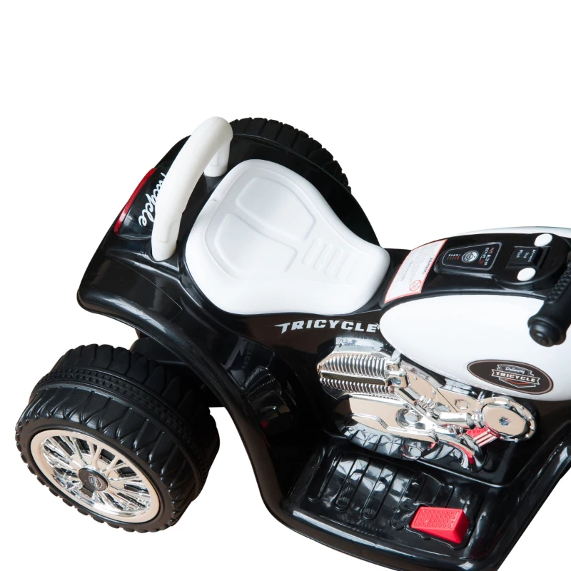 HOMCOM Mini Moto Triciclo Elettrico per Bambini con Luci e Musica, Velocità 2.5KM/h in PP Nero, 80 x 43 x 54.5cm