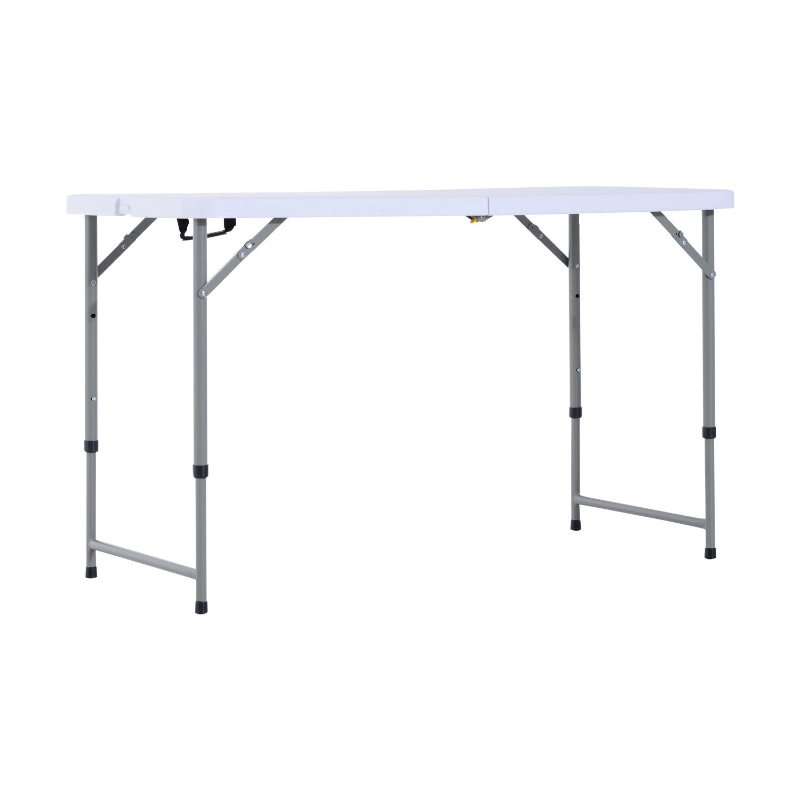 Outsunny Tavolo Richiudibile a Valigetta per Campeggio e Picnic in Polietilene, Bianco, 122x61x59/74cm