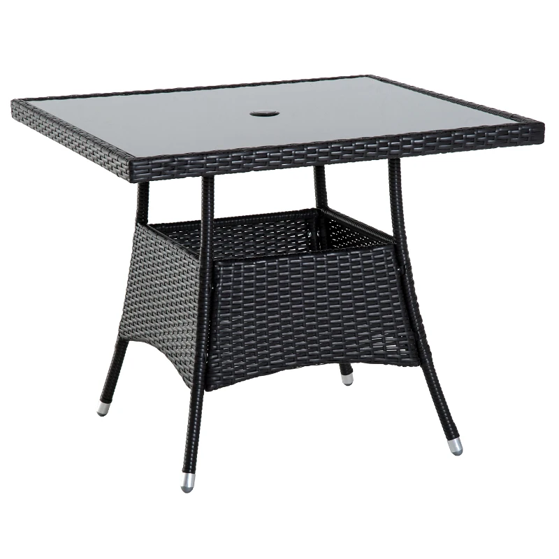 Outsunny Set 5pz Mobili da Giardino Tavolo con 4 Sedie Balcone Rattan Marrone