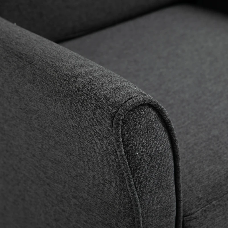 HOMCOM Poltrona Sedia Robusta Tappetini antiscivolo con Cuscini da Soggiorno Lino, Spugna 82 x 65 x 78cm Grigio scuro, Nero