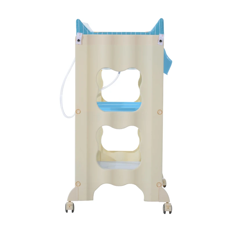 HOMCOM Fasciatoio con Vaschetta e Vani Portaoggetti in Plastica Atossica 81 x 53 x 102cm, Rosa/Blu (Blu)