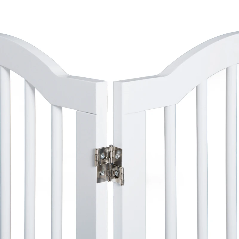 PawHut Cancellino per Cani Pieghevole a 3 Sezioni in Legno Verniciato Lucido, 154.5x1.8x61cm, Bianco