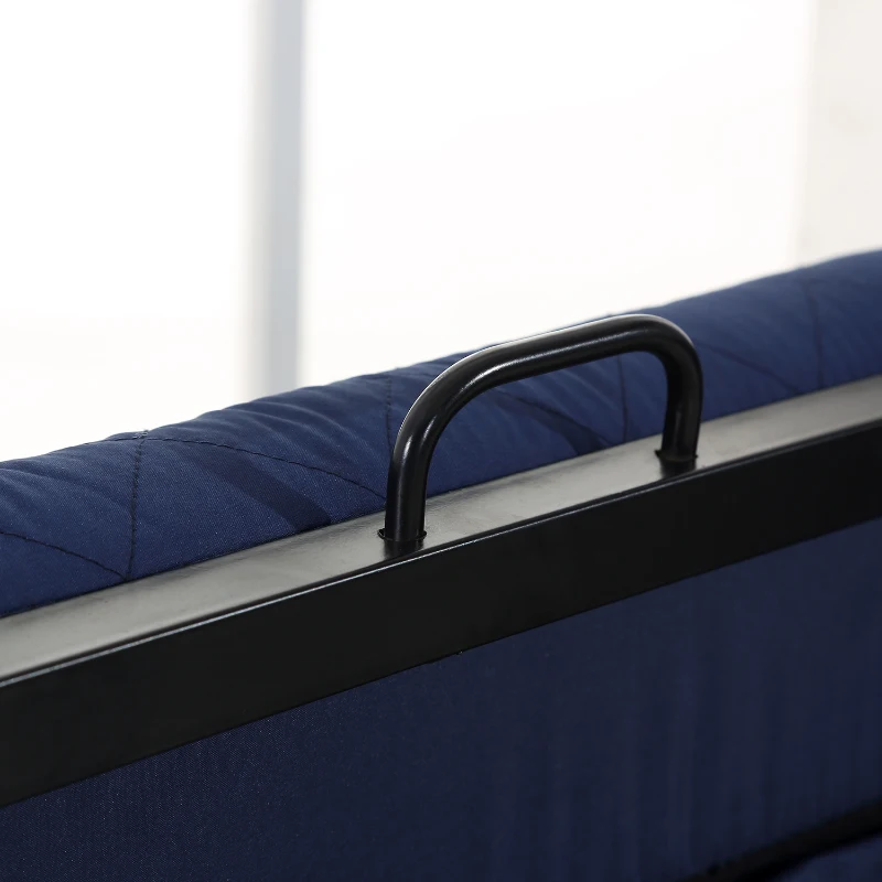 Homcom - Brandina Pieghevole con Materasso Divano Letto Portabile con Ruote Blu