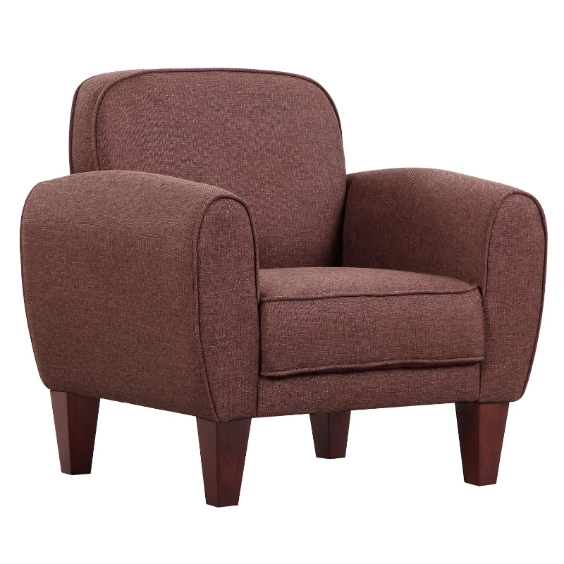 HOMCOM Poltrona Elegante Classica Spugna di Elevata Densità Tessuto di Lino Legno Massello Marrone Spessore del Cuscino per Seduta:16.5cm 84x65x82,4cm