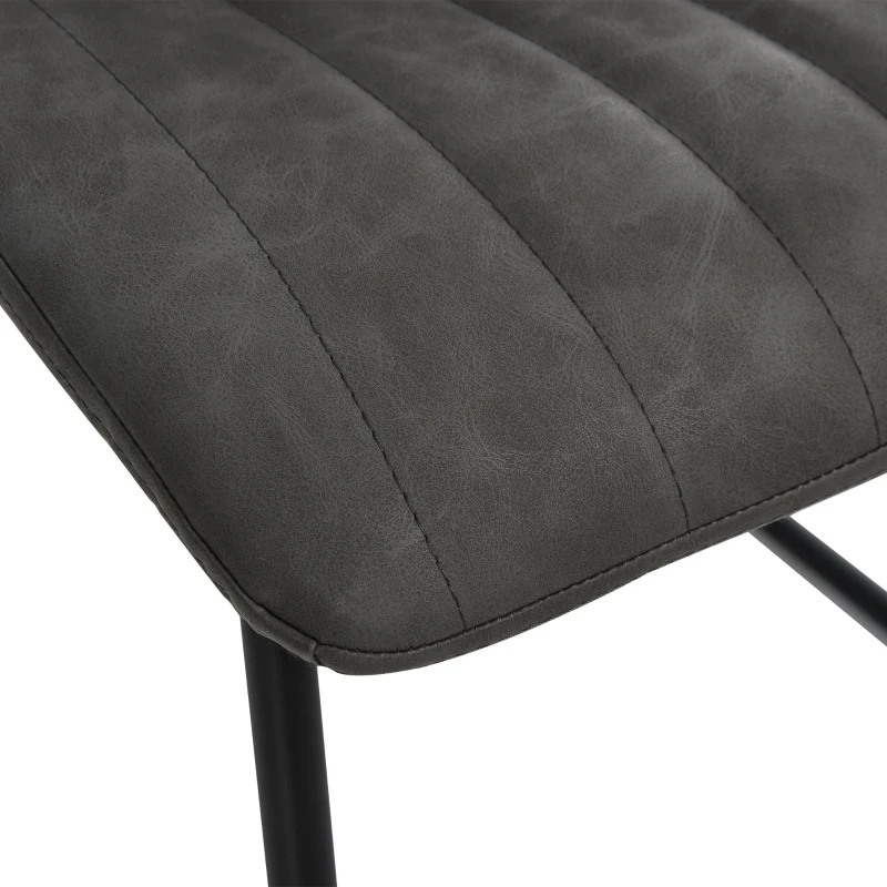 HOMCOM Set 2 Sedie Classiche Imbottite per Soggiorno, Cucina o Sala da Pranzo in Similpelle Grigie, 47x59.5x86cm