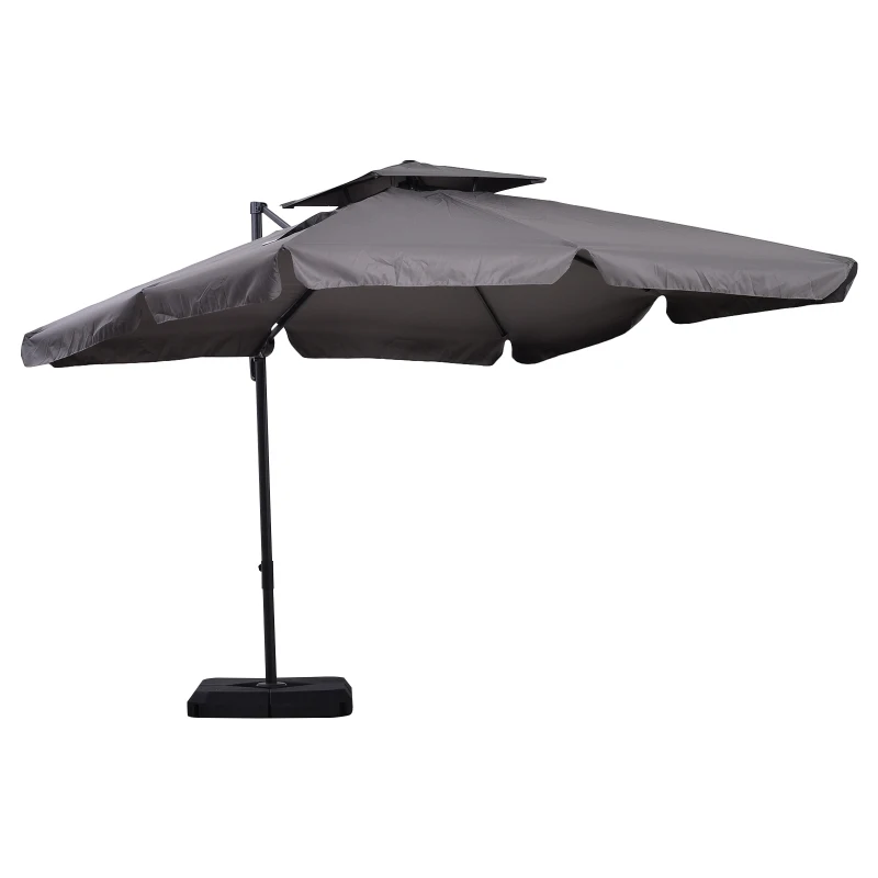 Outsunny Ombrellone Doppio 436 X 260 Cm, Protezione UV, Ombrellone In Acciaio Con Manovella Beige~1tintosk22801