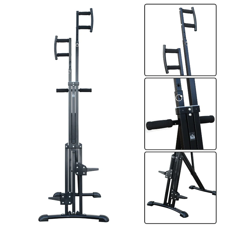 HOMCOM Vertical Climber Climbing Machine Allenamento Arrampicata Pieghevole in Acciaio 66 x 102 x 221cm Nero