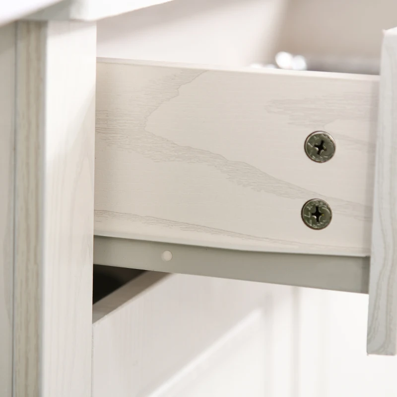 HOMCOM Credenza Cucina con 2 Armadietti e Cassetto, Mobile Dispensa Stile Coloniale in Legno, 80x35x180cm Avorio