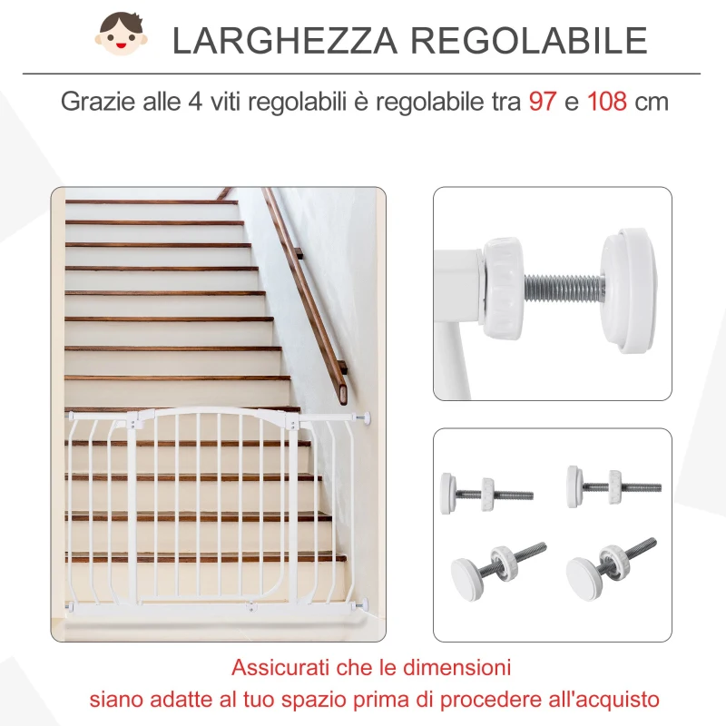 HOMCOM Cancelletto per Bambini in Metallo a Pressione con Doppia Chiusura 96 x 72.5cm