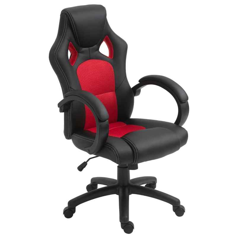 HOMCOM Sedia Ufficio Grigia Con Braccioli In Legno: Girevole, Altezza Regolabile (84-94 Cm), Portata 120 Kg