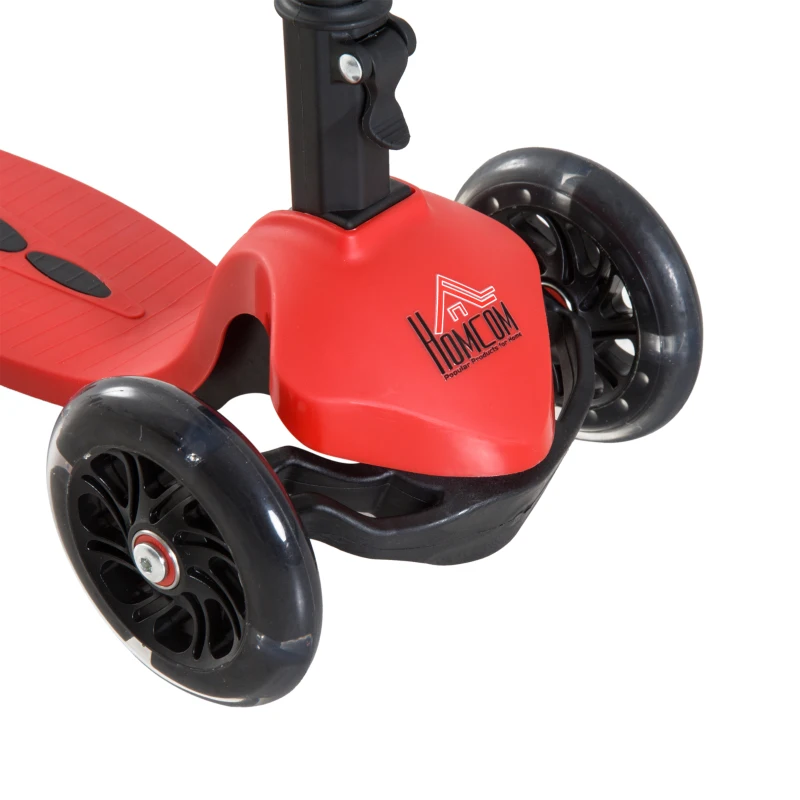 Homcom Monopattino per Bambini con 3 Ruote Fluo e Freno, Rosso