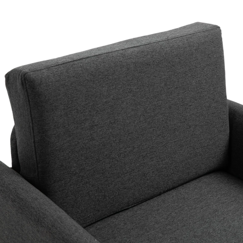 HOMCOM Poltrona Sedia Robusta Tappetini antiscivolo con Cuscini da Soggiorno Lino, Spugna 82 x 65 x 78cm Grigio scuro, Nero