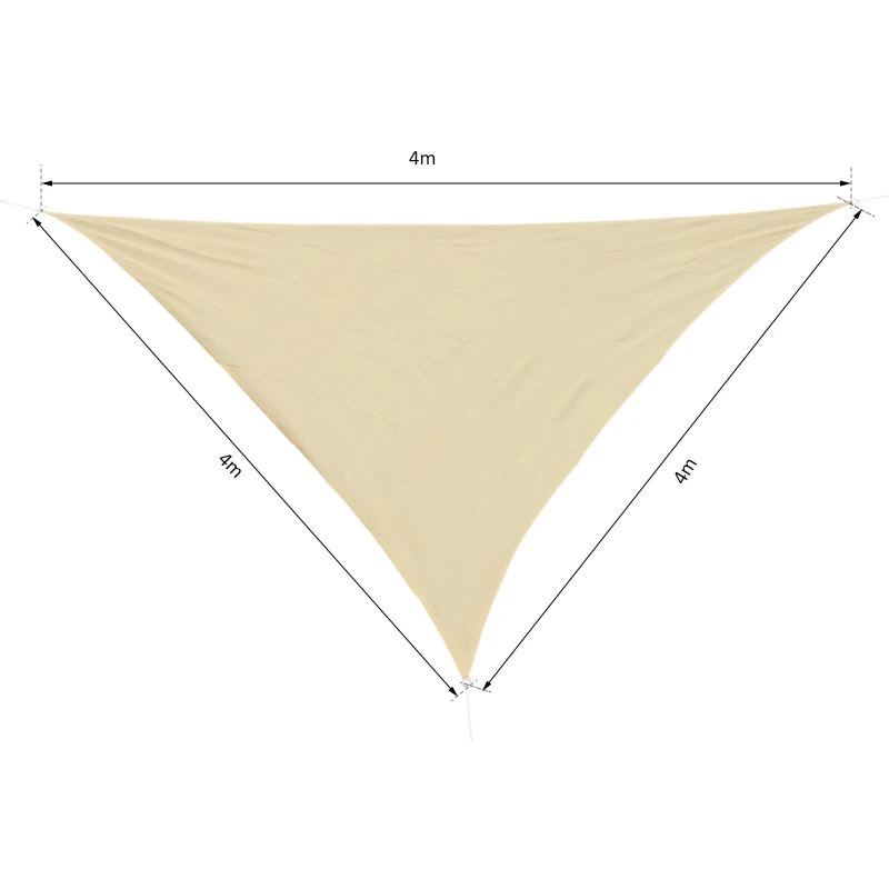 Outsunny Tendone Parasole Triangolare, Tenda a Vela Protezione dal Sole Giardino, Balcone, Terrezza, Anti UV, 4x4x4 m, Beige