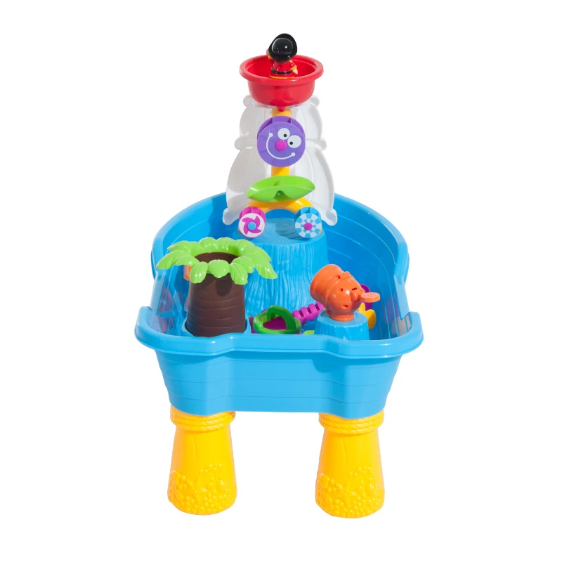HOMCOM Set Giocattoli da Spiaggia 20pz con Nave Pirata, Mulino a Vento e Stampini, 60 x 38 x 28cm
