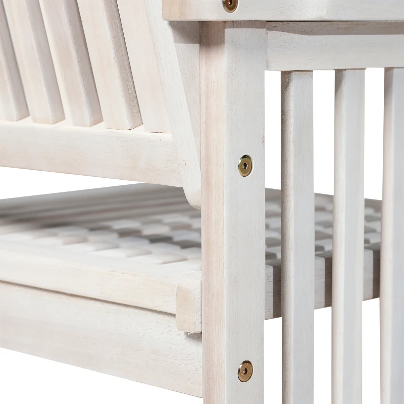Outsunny Panchina da Giardino 2 Persone a Doghe per Esterno Legno di Acacia 117 x 63 x 90 cm Bianco
