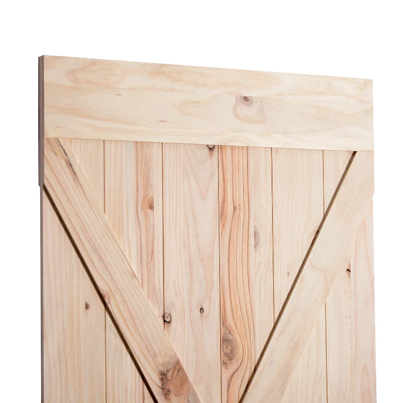 HOMCOM - Porta Scorrevole Barn Door Laccata DIY in Legno di Pino, 213 x 96.5 x 3.5cm, Naturale