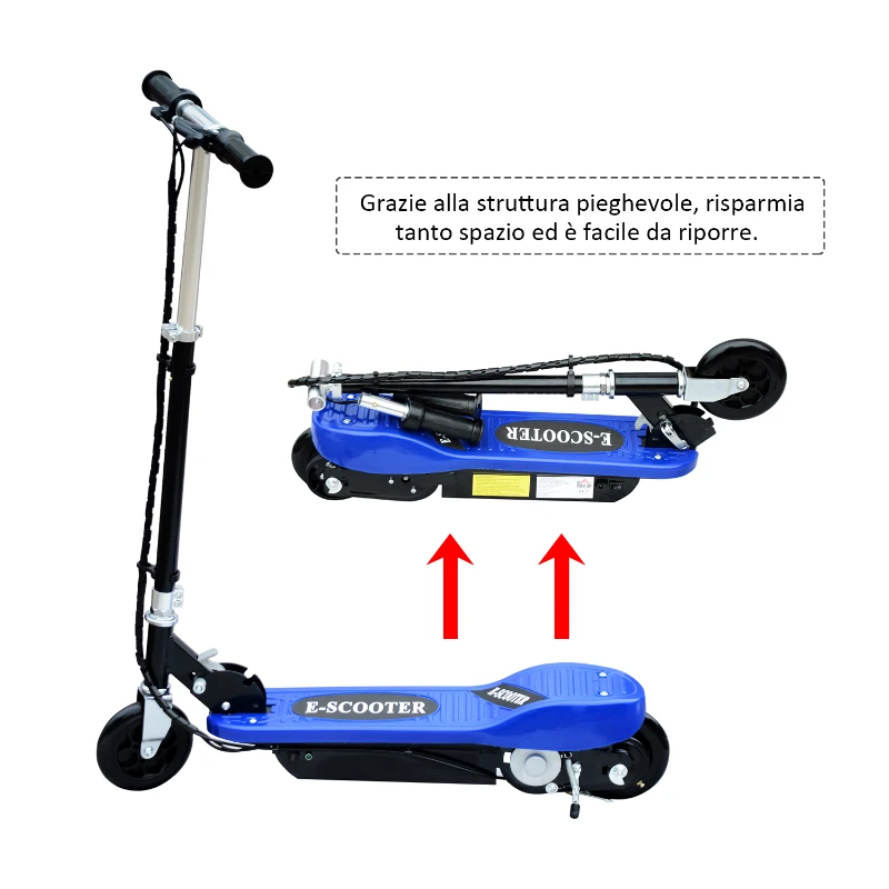 HOMCOM Monopattino EScooter Pieghevole per Bambini Velocità Max 12KM/H, 81.5 x 37 x 96cm, Blu