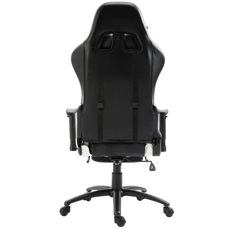 Vinsetto Sedia Gaming con Poggiapiedi Poltrona Ufficio Ergonomica Presidenziale Girevole 68 × 63 × 128-137cm Schienale Reclinabile Nero