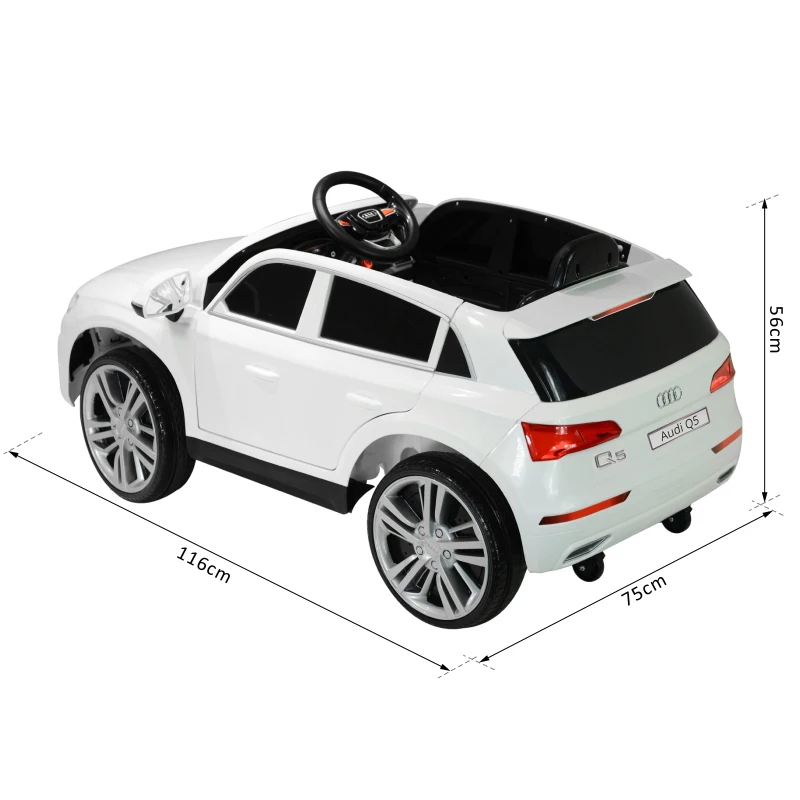 HOMCOM Macchina Elettrica per Bambini con Telecomando Modello AUDI Q5 12V Musica Luci e Suoni 116 × 75 × 56cm Bianco
