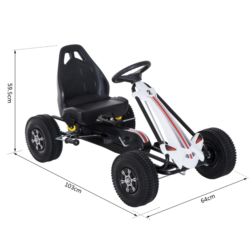 Homcom Go-Kart a Pedali per Bambini, Nero e Bianco
