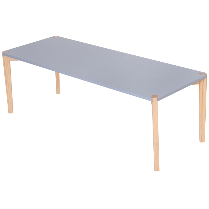 HOMCOM Tavolino Basso da Caffè per Salotto - MDF e Legno di Pino - Design Elegante Color Legno e Grigio (120.5x45x40cm)