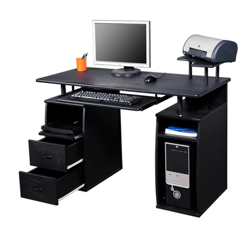 Home Office / Dorm Computer Desk w/ Elevated Shelf Black