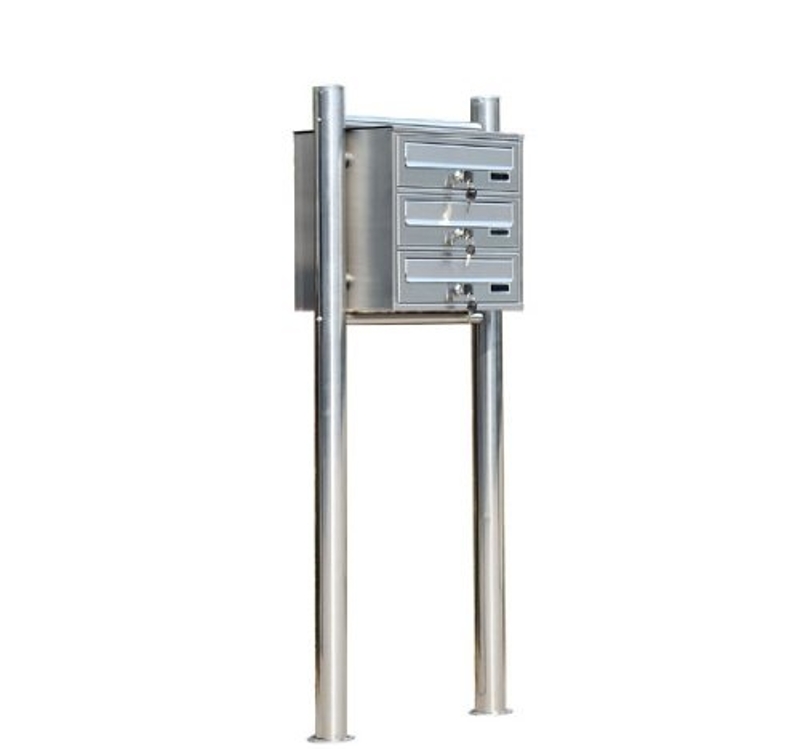 Cassetta Postale HOMCOM In Acciaio Zincato E Inox - Grigio, Dimensioni 37x10,5x37 Cm, Con Serratura E 2 Chiavi, Fessura A V