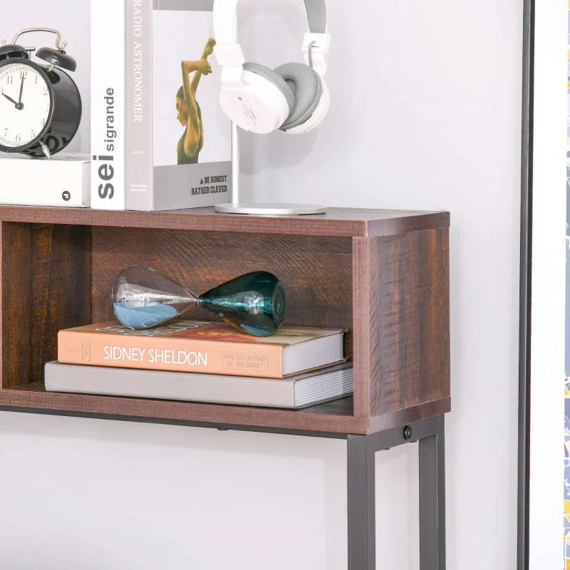 HOMCOM Scrivania Angolare con Libreria e Mensola per PC in Stile Industriale, Legno e Metallo 170x120x140cm, Noce e Nero