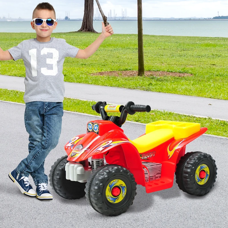 Qaba Quad Moto Elettrica per Bambini, Rosso e Giallo