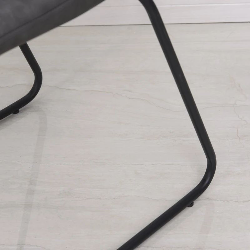 HOMCOM Set 2 Sedie Classiche Imbottite per Soggiorno, Cucina o Sala da Pranzo in Similpelle Grigie, 47x59.5x86cm