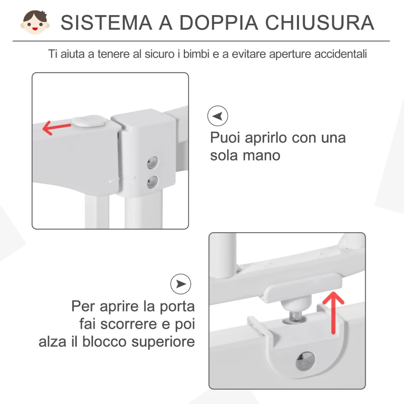 HOMCOM Cancelletto per Bambini in Metallo a Pressione con Doppia Chiusura 96 x 72.5cm