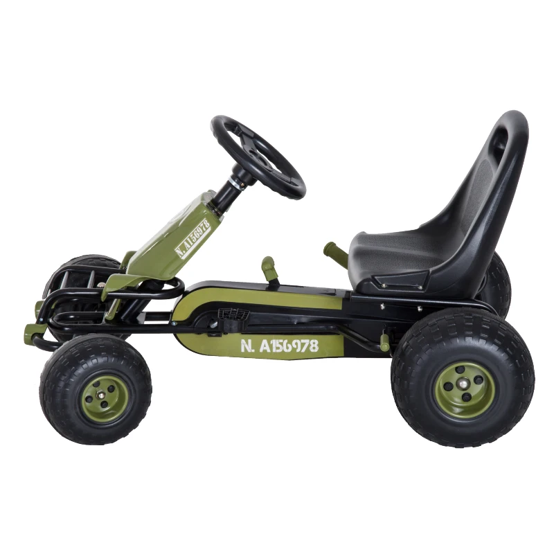 Homcom Go-Kart per Bambini a Pedali, Verde e Nero