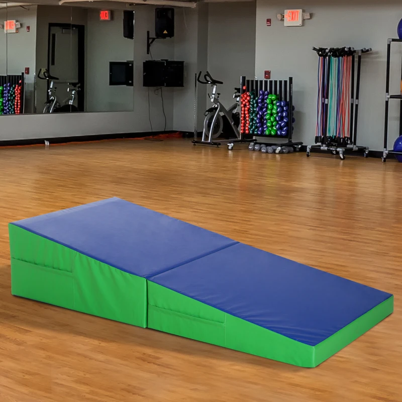 Homcom Materasso Training Pieghevole per Fitness Ginnastica Artistica, Blu verde, 180x90x40cm