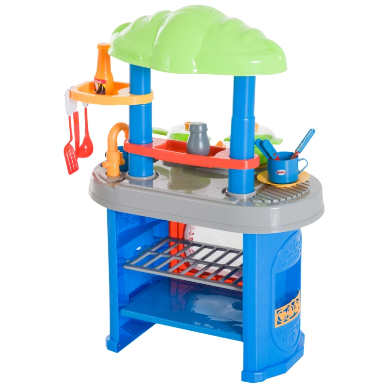 HOMCOM Cucina Giocattolo per Bambini Accessori Luci e Suoni Plastica 46 × 30 ×67cm