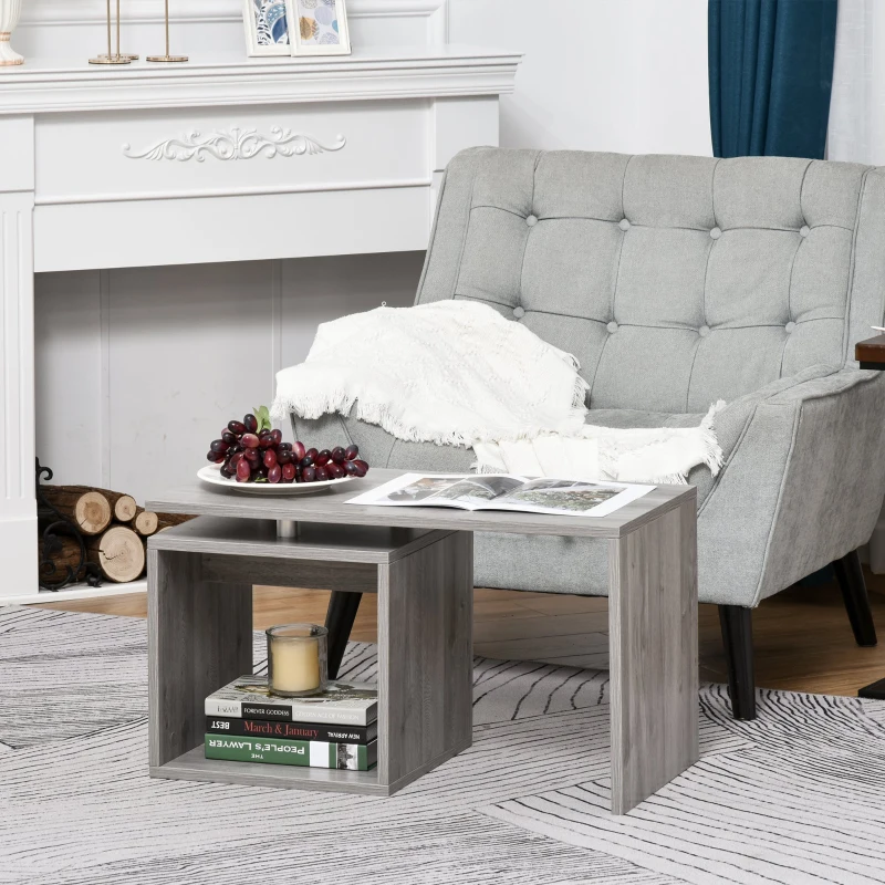 HomCom Moderno Tavolino da Salotto in Legno MDF, Grigio, 77x40x44cm