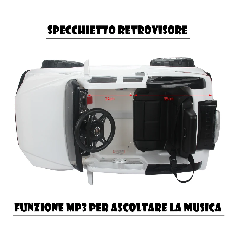 HOMCOM Macchinina Elettrica Modello Jeep per Bambini: 3-8 Anni Cintura di Sicurezza, Luci e Musica Certificati CE, EN71-1-2-3, EMC, EN62115 Bianco