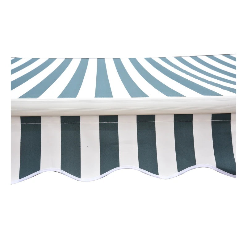 Outsunny Tenda da Sole Avvolgibile Manuale a Parete a Righe, Verde e bianco, 2.5x2m