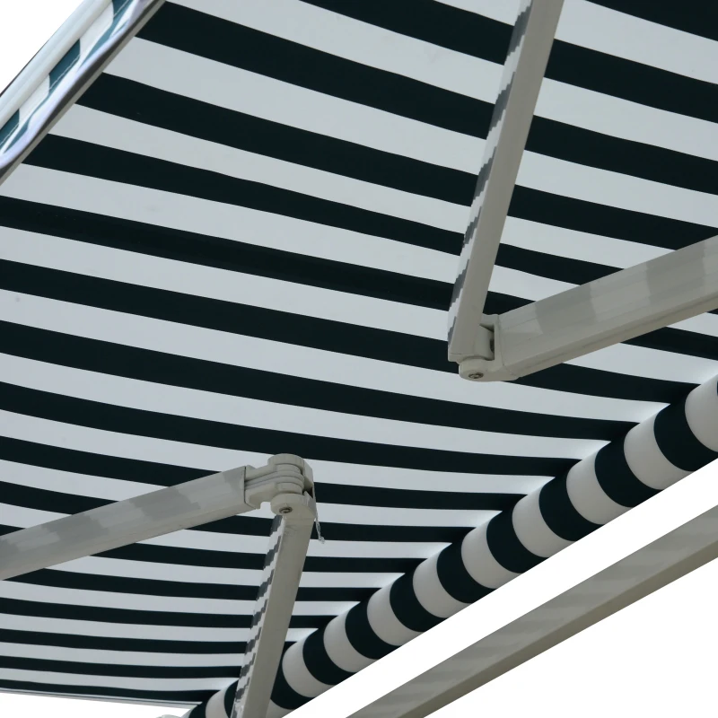 Outsunny Tenda da Sole Avvolgibile Manuale a Parete a Righe, Verde e bianco, 2.5x2m