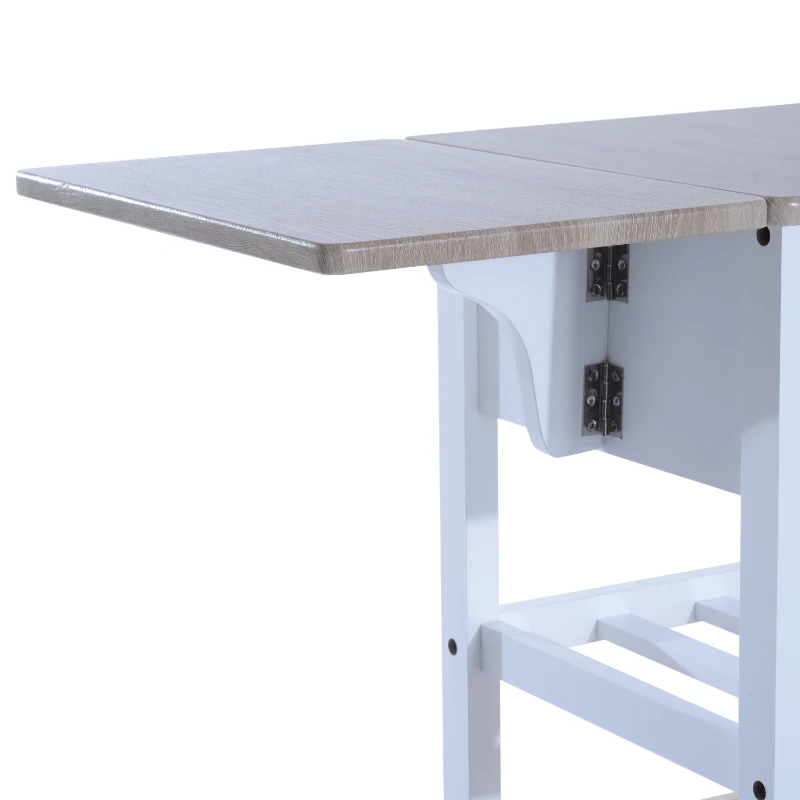 HOMCOM Carrello da Cucina Multifunzionale con 2 Ceste e Portabottiglie in Legno di Pino, Bianco, 70 x 40 x 86cm