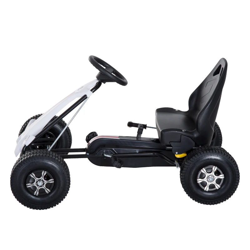 Homcom Go-Kart a Pedali per Bambini, Nero e Bianco