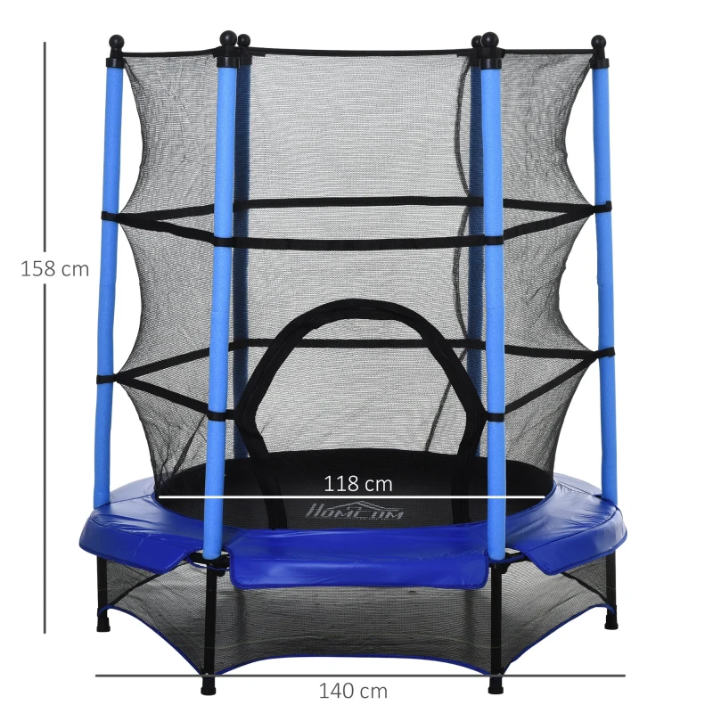 Homcom Trampolino Elastico con Rete di Sicurezza, Nero e Blu, Φ 140 x 158 cm