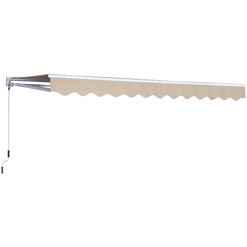 Outsunny Tenda da Sole Avvolgibile a Parete Manuale con Manovella per Esterno Tessuto di Poliestere Alluminio 295 × 250cm