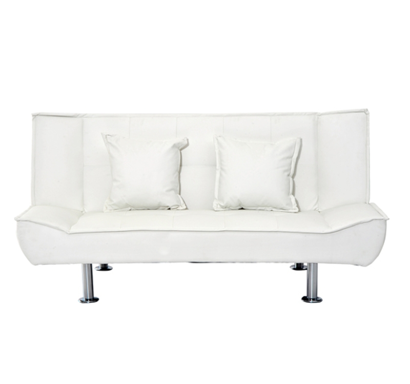 HOMCOM Elegante Divano Letto in Ecopelle con 2 Cuscini 178 x 86 x 80cm Bianco