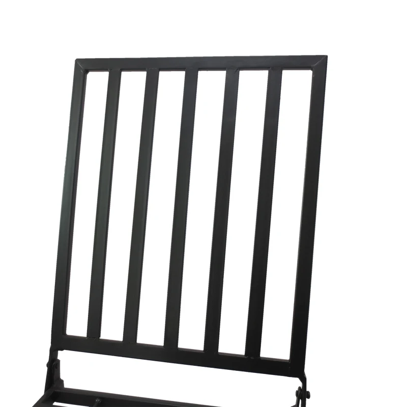 Outsunny Set Mobili da Giardino 1 Tavolo e 2 Sedie Pieghevole in Mettallo 70 x 70 x 70 cm Nero