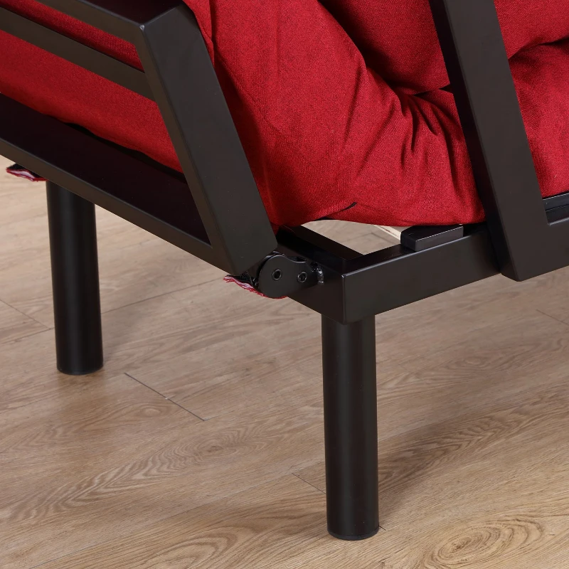 HOMCOM Divano 2 Posti Multifunzionale Funzione Chaise Lounge, Letto 3 in 1 i Tessuto di Lino 166 × 70 × 80cm Rosso