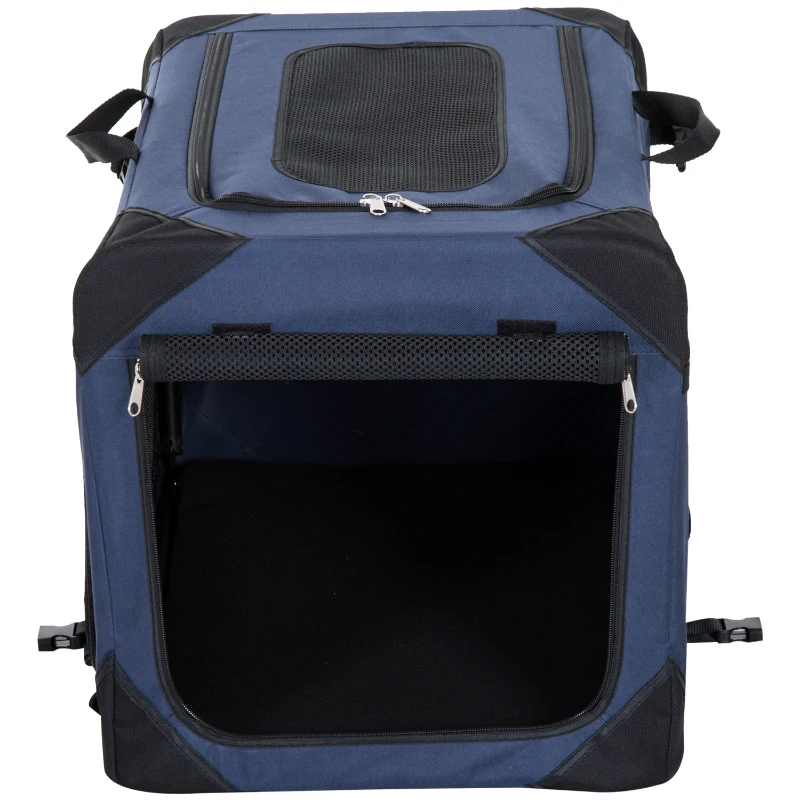 PawHut Trasportino per Cani e Gatti Pieghevole Morbido per Auto 70 × 52 × 52cm Blu