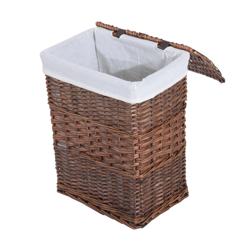 HOMCOM Set di Contenitori Portaoggetti in Vimini 5 Pezzi con Fodera Rimovibile e Lavabile