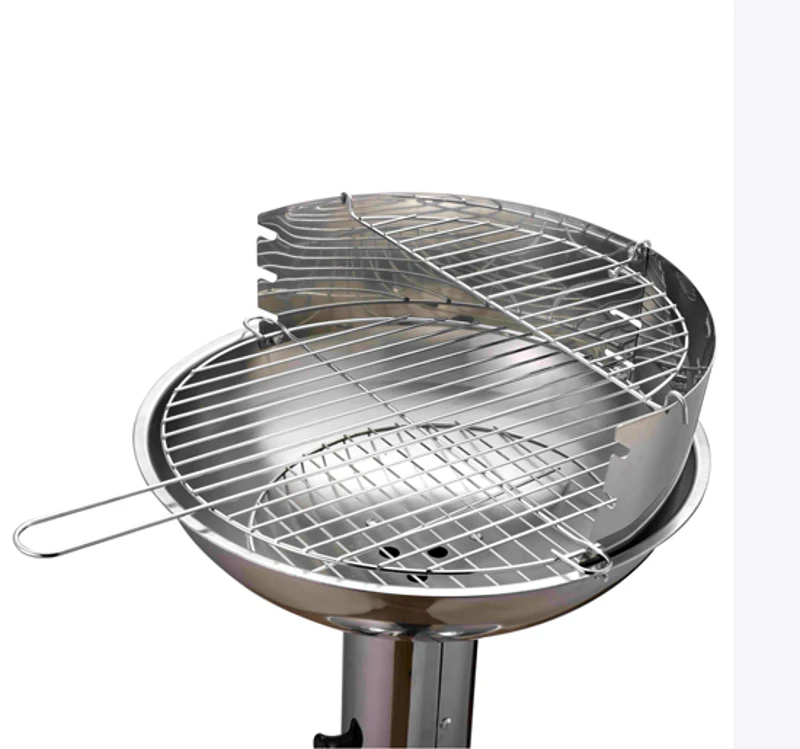 Homcom, 01-0565, Barbecue in acciaio inox con base a colonna e piastra rotonda