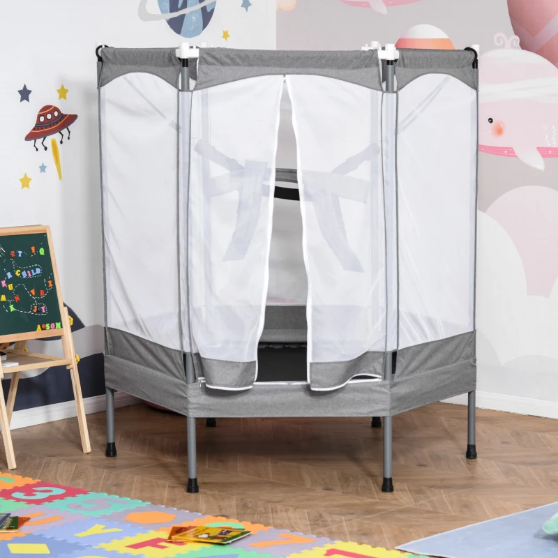 HOMCOM Trampolino Tappeto Elastico per Bambini per Interni ed Esterno, Rete di Sicurezza e Imbracatura