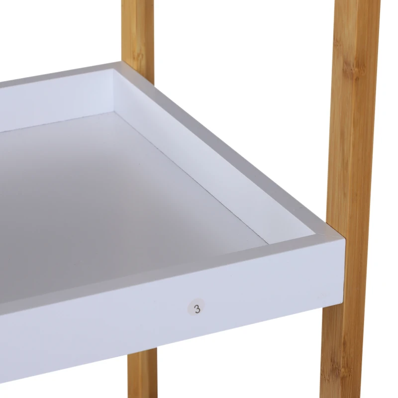 HOMCOM Scaffale Portaoggetti a 5 Ripiani in Bambù per Ingresso, Bagno e Ufficio, 32x30x130 cm, Bianco